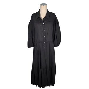 The Fifth Label Vienna Black Midi Shirt Dress Sz 10 NEW